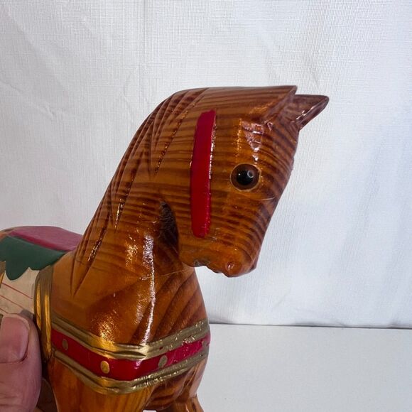 VTG Rocking Glider Horse Decoration Hand Carved Display 8" Height Folk Art Mini - Picture 3 of 8